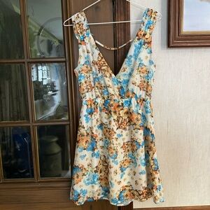 Love Tree Blue and Orange Floral Dress
